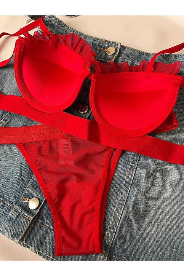 V&M İstiridye Model Tam Dolgulu Destekli Sütyen Külot Takım - Kadın İç Giyim