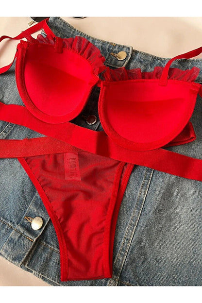 V&M İstiridye Model Tam Dolgulu Destekli Sütyen Külot Takım - Kadın İç Giyim